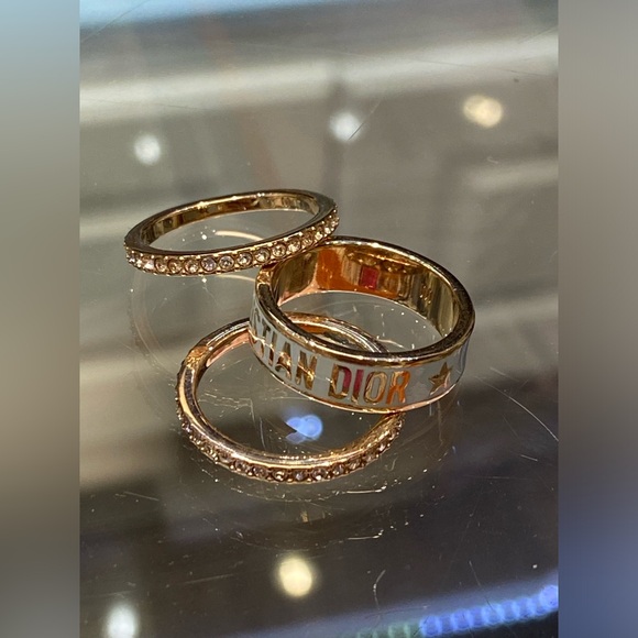 Christian Dior Code Ring Set Mint Green Crystals Bands Size M 52 US 6 - Picture 4 of 14